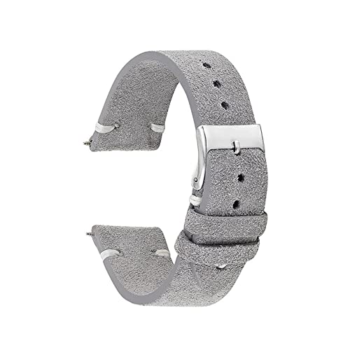 vazzic YingYou Handgefertigtes Samt-Wildleder-Uhrenarmband, Hochwertiges Uhrenarmband, 18 Mm, 20 Mm, 22 Mm, 24 Mm, Schwarz, Grau, Braun (Color : Grey with white, Size : 18mm) von vazzic