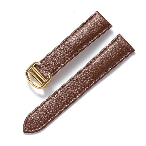 vazzic YingYou Herren- und Damen-Lederriemen, faltbare Schnalle, (Color : Brown gold buckle, Size : 20mm) von vazzic