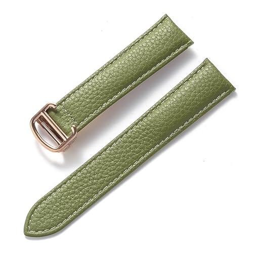 vazzic YingYou Herren- und Damen-Lederriemen, faltbare Schnalle, (Color : Olive green rose, Size : 14mm) von vazzic