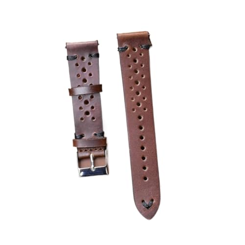 vazzic YingYou Lederarmband 18mm 19mm 20mm 22mm Uhrenarmband Armband Porös Uhrenarmbänder Herren Armbanduhren Band (Color : Brown black, Size : 22mm) von vazzic