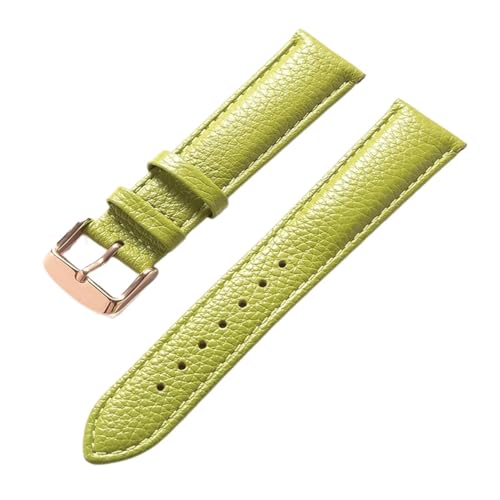 vazzic YingYou Litschi-Muster, Weiches Leder, Lederband, Herren, Damen, 16 Mm, 18 Mm, 20 Mm, 22 Mm, Uhrenarmband-Zubehör (Color : Light green rose, Size : 14mm) von vazzic