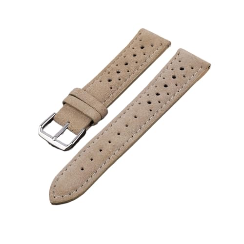 vazzic YingYou Neues Vintage-Wildleder-Uhrenarmband 18 Mm 20 Mm 22 Mm 24 Mm Handgefertigtes Uhrenarmband Blau Braun Ersatzgürtel For Uhrenzubehör (Color : Khaki, Size : 20mm) von vazzic