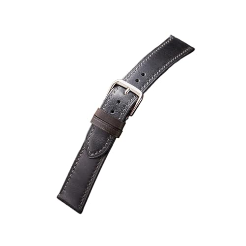 vazzic YingYou Öl Wachs Rindsleder Uhr Band Strap Frauen Männer Weiche Echtes Leder Armband 18mm 19mm 20mm 21mm 22mm Gürtel Armbänder (Color : Grey, Size : 20mm) von vazzic