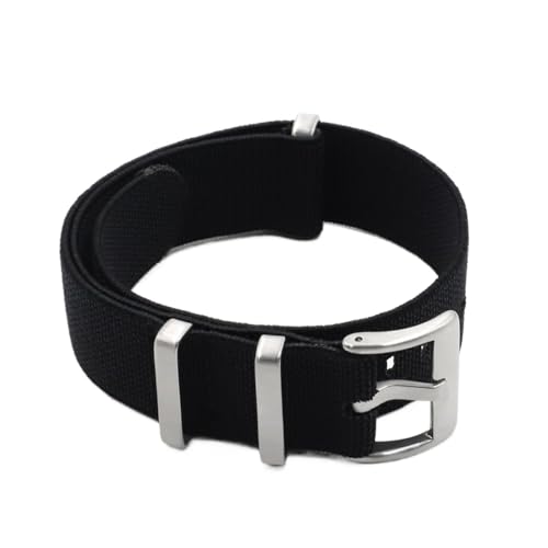 vazzic YingYou Uhrenarmband Mit Nylonarmband, Elastischer Gürtel, 18 Mm, 20 Mm, 22 Mm (Color : Black, Size : 18mm Silver Buckle) von vazzic