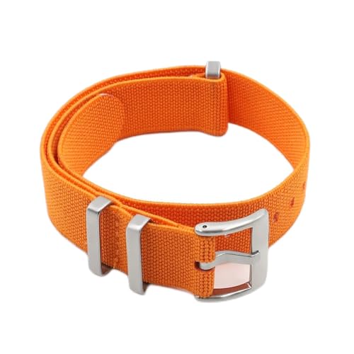 vazzic YingYou Uhrenarmband Mit Nylonarmband, Elastischer Gürtel, 18 Mm, 20 Mm, 22 Mm (Color : Orange, Size : 18mm Silver Buckle) von vazzic