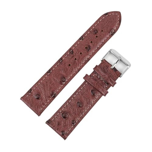 vazzic YingYou Vintage Echtes Lederarmband 18 Mm 20 Mm 22 Mm Straußenmuster Schwarz Uhrenarmband Gürtel For Herrenuhrenzubehör (Color : Wine red-white line, Size : 22mm) von vazzic