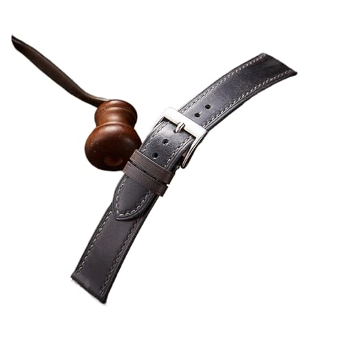 vazzic YingYou Vintage Style Oil Wax Leather Watchband 18mm 19mm 20mm 21mm 22mm Handmade Watch Strap Wristband Zubehör For Herren (Color : Grey, Size : 21mm) von vazzic