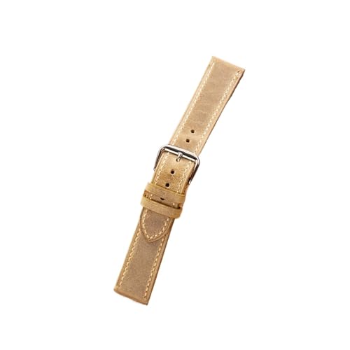 vazzic YingYou Vintage Style Oil Wax Leather Watchband 18mm 19mm 20mm 21mm 22mm Handmade Watch Strap Wristband Zubehör For Herren (Color : Khaki, Size : 19mm) von vazzic