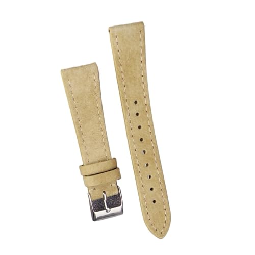 vazzic YingYou Vintage Wildleder Uhr 18mm 20mm 22mm Quick Release Uhrenarmband Aus Echtem Leder Armband Gürtel Zubehör (Color : Khaki, Size : 18mm gold buckle) von vazzic