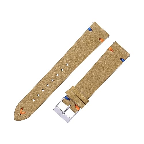 vazzic YingYou Wildleder-Uhrenarmbänder 18 Mm 20 Mm Handgenähte Beige Grün Blaue Wildleder-Uhrenarmbänder For Mann-Frauen-Schnellverschluss-Uhrenarmband (Color : Beige, Size : 22mm) von vazzic