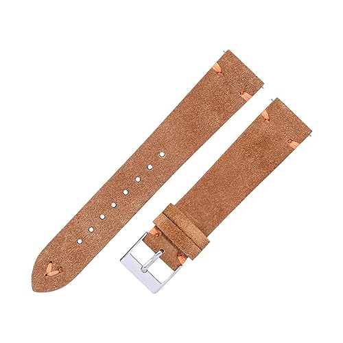 vazzic YingYou Wildleder-Uhrenarmbänder 18 Mm 20 Mm Handgenähte Beige Grün Blaue Wildleder-Uhrenarmbänder For Mann-Frauen-Schnellverschluss-Uhrenarmband (Color : Orange, Size : 18mm) von vazzic