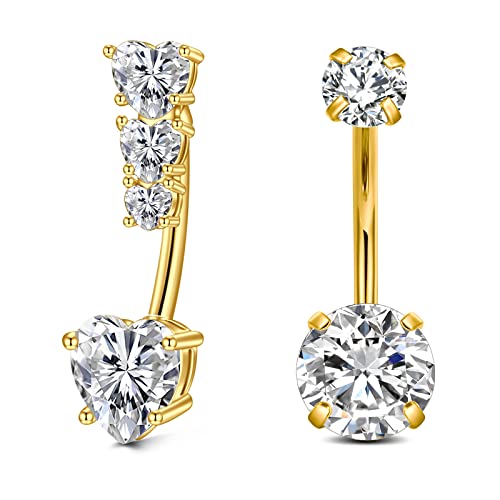 VCMART 2er Bauchnabelpiering 12mm Gold Herz Bauchpiercing Chirurgenstahl Piercing Bauchnabel Ring Damen Frau VCMART 2er Bauchnabelpiering 12mm Gold Herz Bauchpiercing Chirurgenstahl Piercing Bauchnabel Ring Damen Frau von vcmart