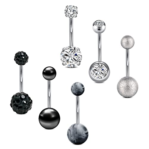vcmart 6er Bauchnabelpiercing 12mm Chirurgenstahl 1,6mm Bauchpiercing Piercing Bauchnabel Damen von vcmart