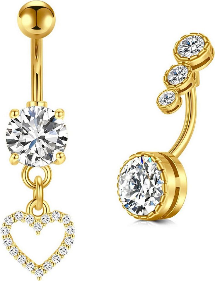 vcmart Bauchnabelpiercing 2er Set Bauchnabelpiercing Herz 10mm Chirurgenstahl Gold Silber vcmart Bauchnabelpiercing 2er Set Bauchnabelpiercing Herz 10mm Chirurgenstahl Gold Silber von vcmart