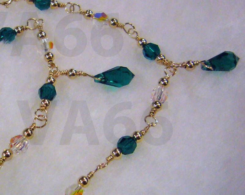 14K Gold Gefülltes Swarovski-Kristall-Fußkettchen Teardrop Smaragd Farbauswahl Sterling 925Er Silber Brautschmuck, Brautjungfern, Braut von vcreations