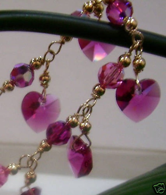 14K Gold Swarovski Braut Charm Armband Suasa Liebe Herz U Wählen Farben Brautjungfern, Mob, Blumen-Mädchen, Abschlussball 925 Silber von vcreations