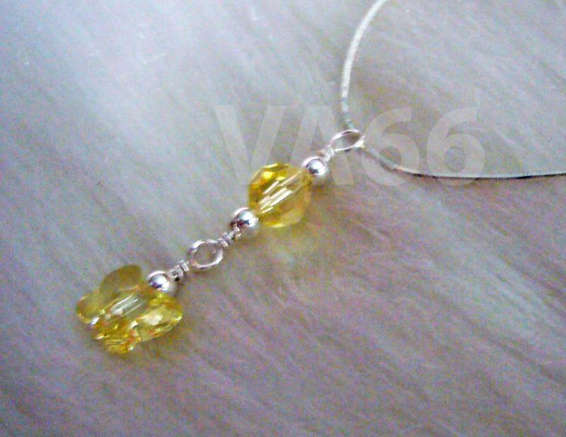 925 Silber Swarovski Kristall Halskette Hochzeit Schmetterling Gelb Wire Wrapped Cols 14K Gold Brautschmuck, Brautjungfern, Braut, Mob, Custom von vcreations