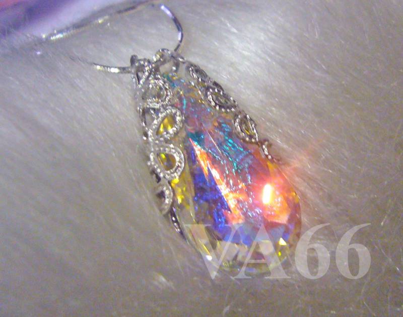 925 Sterling Silber Filigrane Hälfte Gewickelt Barock Swarovski Kristall Ab Anhänger Birne Teardrop 18 "Halskette Braut, Brautjungfern Mob von vcreations