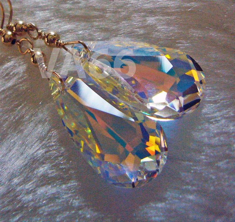 Bridal 14K Gold Kristall Ab Regenbogen Schattierungen Barock Swarovski Ohrringe Draht Wrap Pear Tropfen Brautjungfern Hochzeit Schmuck von vcreations