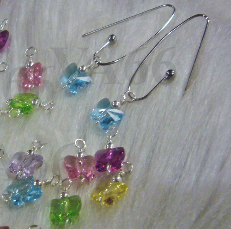 Gold Silber Austauschbare 1 Bis 5 Paare Swarovski-Ohrringe Sicherheitsnadel-Art Ohrringhaken Schmetterlings-Farben-Brautbrautjungfern-Kind Mob von vcreations