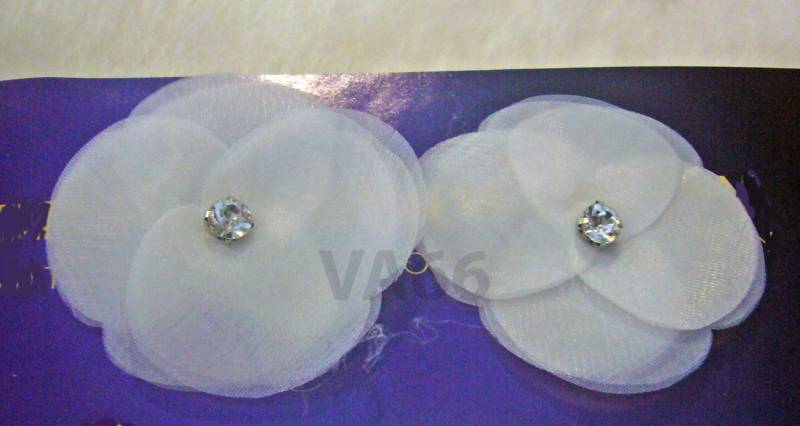 Grobstrick Stoff Blume Ohrringe Handgemacht Organza Weiß Blumen Schmuck Leicht Strass Kristall Diamant Braut Brautjungfern Hochzeit Am Strand von vcreations