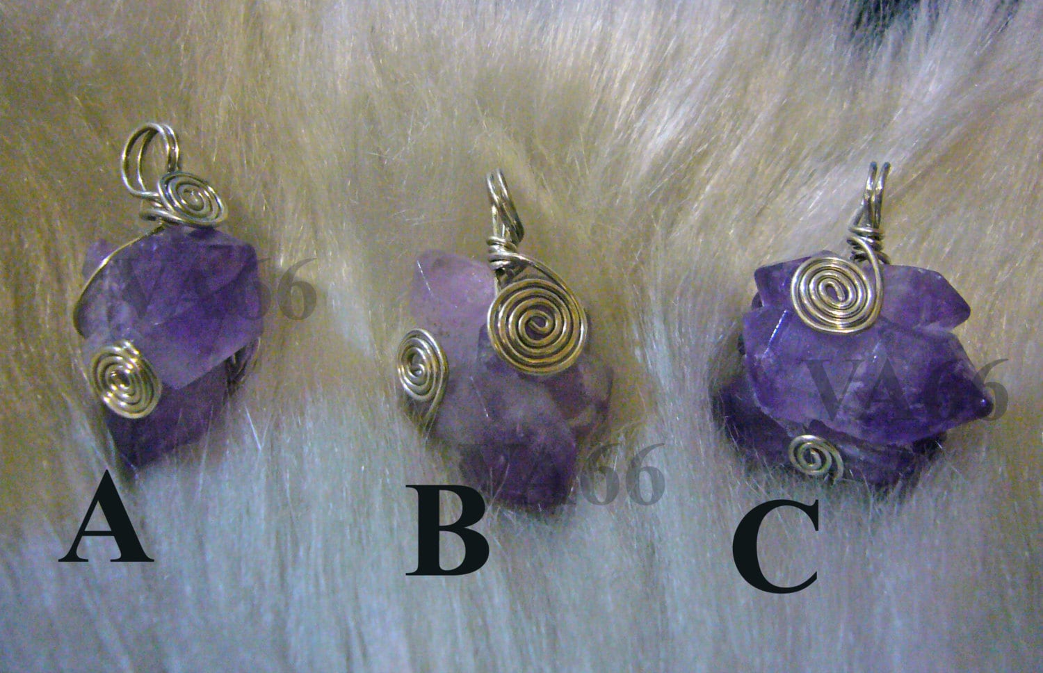 Roh Lila Amethyst Edelstein Anhänger Draht Gewickelt Wirbel Freiform Halskette Silber Vergoldet Edelsteine Brautjungfern, Braut, Mob von vcreations