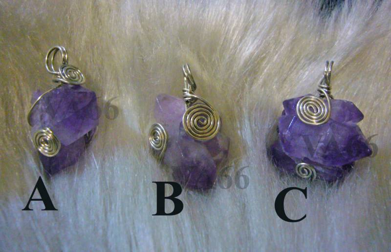 Roh Lila Amethyst Edelstein Anhänger Draht Gewickelt Wirbel Freiform Halskette Silber Vergoldet Edelsteine Brautjungfern, Braut, Mob von vcreations