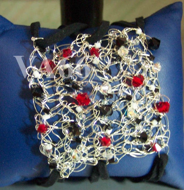 Swarovski Kristall Armband Manschettendraht Gehäkelt 1 Of A Kind Handgefertigter Armreif Kunstleder Für Alle Größen Brauthochzeiten, Mob, Prom von vcreations