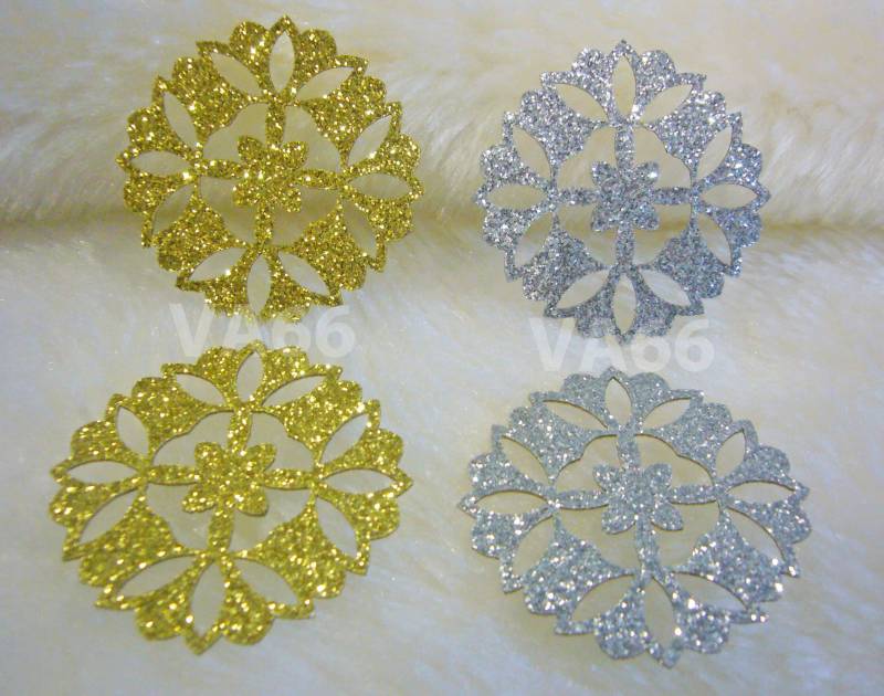 5P Glitzer Gold N Silbernen Eisen Auf Patch Applikation Dokoh Filigrane Blatt Blumenspitze Rund Motiv Heat Transfer Aufkleber Verschönerung Gs22 von vcrystalshop