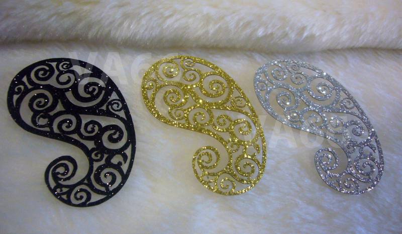 5P Glitzer Gold Schwarzen Silbernen Eisen Auf Patch Applikation Dokoh Blatt Spitze Motiv Heat Transfer Aufkleber Verschönerung Nähen Gbs024 von vcrystalshop