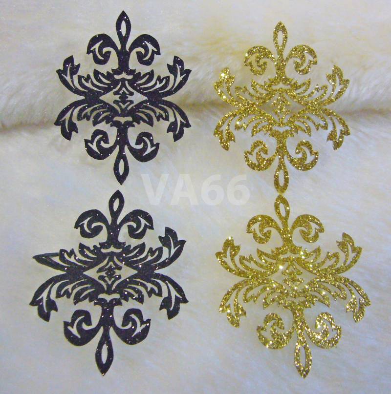 5P Glitzer Gold Schwarzes Eisen Auf Patch Applikation Dokoh Spitze Motiv Heat Transfer Aufkleber Verschönerung Nähen Handwerk Gb047 von vcrystalshop