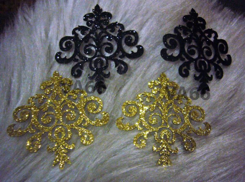 5P Glitzer Gold Schwarzes Eisen Auf Patch Applikation Dokoh Vintage Look Spitze Motiv Heat Transfer Decals Aufkleber Verschönerung Nähzubehör Gb von vcrystalshop