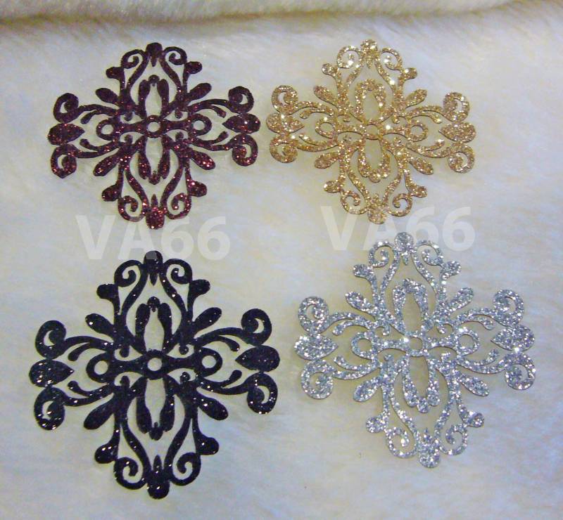 5P Glitzer Gold Silbernen Schwarzen Braunen Eisen Auf Patch Applikation Dokoh Filigrane Spitze Motiv Heat Transfer Decals Aufkleber Verschönerung von vcrystalshop