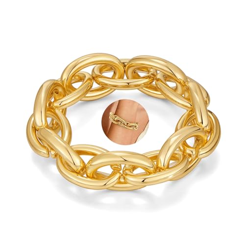 vdwv Klobige Kette, Goldarmband für Damen, klobiger Goldschmuck, dicke Glieder, Stretch-Armbänder, gedrehte Metallkette, Statement-Armband, Standard, Legierter Stahl, Kein Edelstein vdwv Klobige Kette, Goldarmband für Damen, klobiger Goldschmuck, dicke Glieder, Stretch-Armbänder, gedrehte Metallkette, Statement-Armband, Standard, Legierter Stahl, Kein Edelstein von vdwv