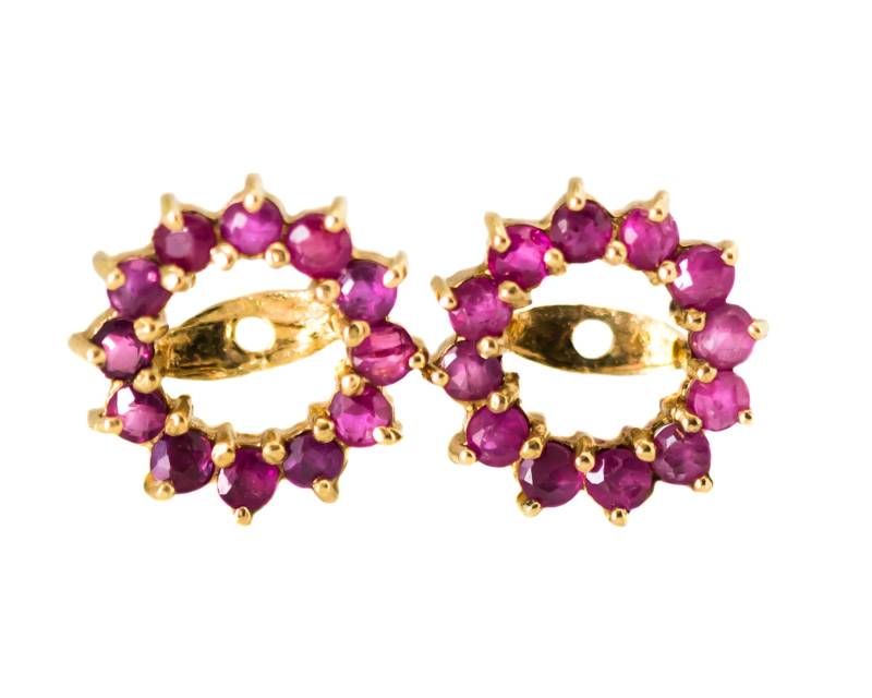 Ca. 1950Er Jahre Rubin & 14K Gelb Gold Ohrring-Jacken, Vj #487A von vedajewels
