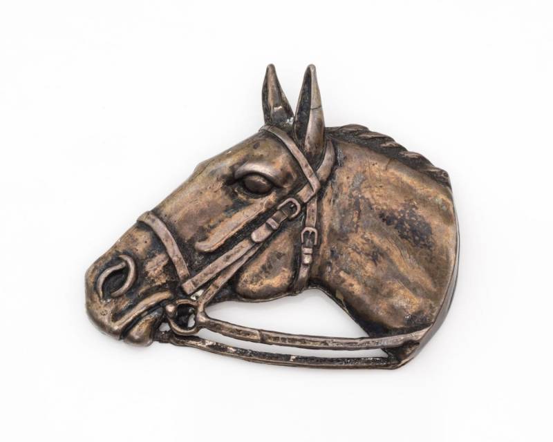 Ca. 1950Er Jahre Sterling Silber Pferd Kopf Brosche, Vj #809 von vedajewels