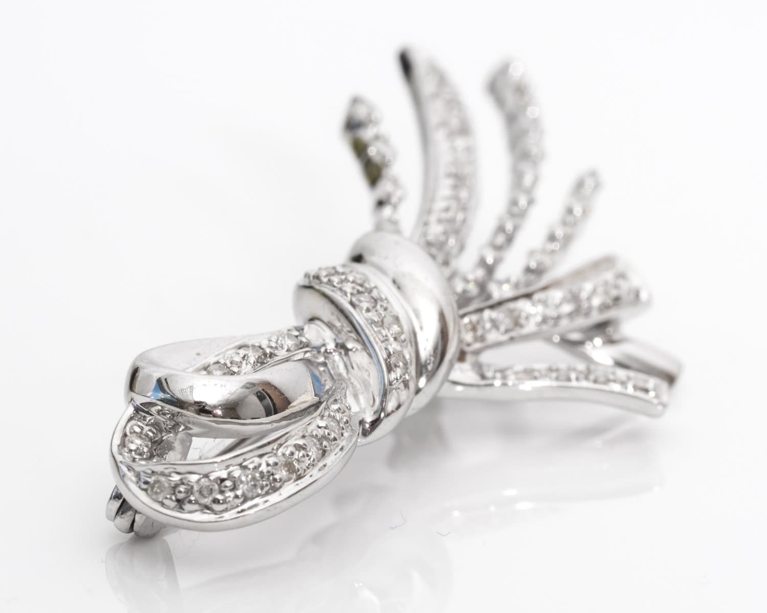 Ca. 1960Er Jahre 14 K White Gold & Diamant-Brosche, Vj #872 von vedajewels