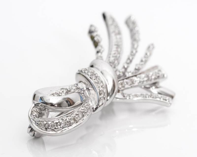 Ca. 1960Er Jahre 14 K White Gold & Diamant-Brosche, Vj #872 von vedajewels