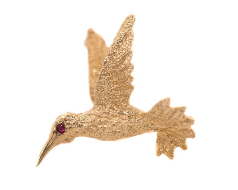 Ca. 1970Er Jahre Engel Brüder 14 Karat Gelbgold Gold Kolibri Brosche, Vj #375B von vedajewels