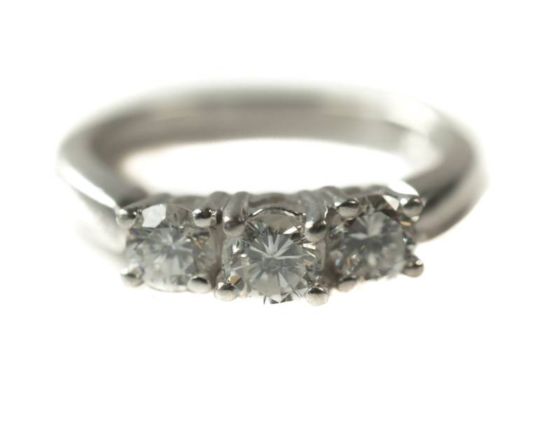 Ca. 1998 Stein Platin & Diamant 3 Hochzeit Ring, Vj #253A von vedajewels