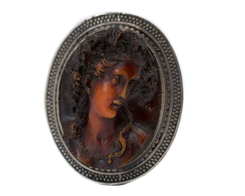 Circa 1920 Sterling Silber Cameo-Brosche, Vj #554B von vedajewels
