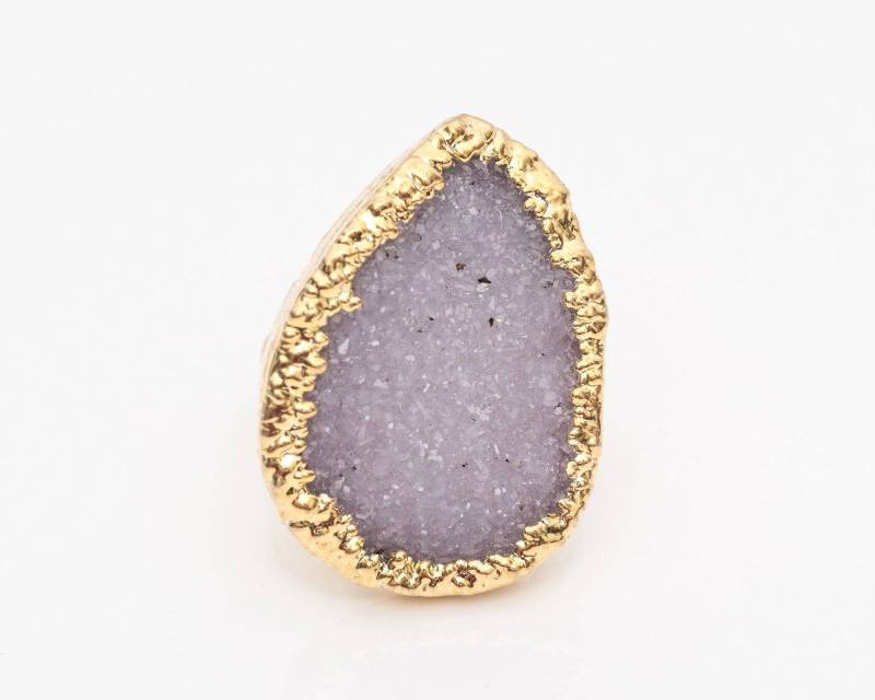 Circa 1980Er Jahre Druzy Quarz Verstellbarer Ring, Vj #1030 von vedajewels