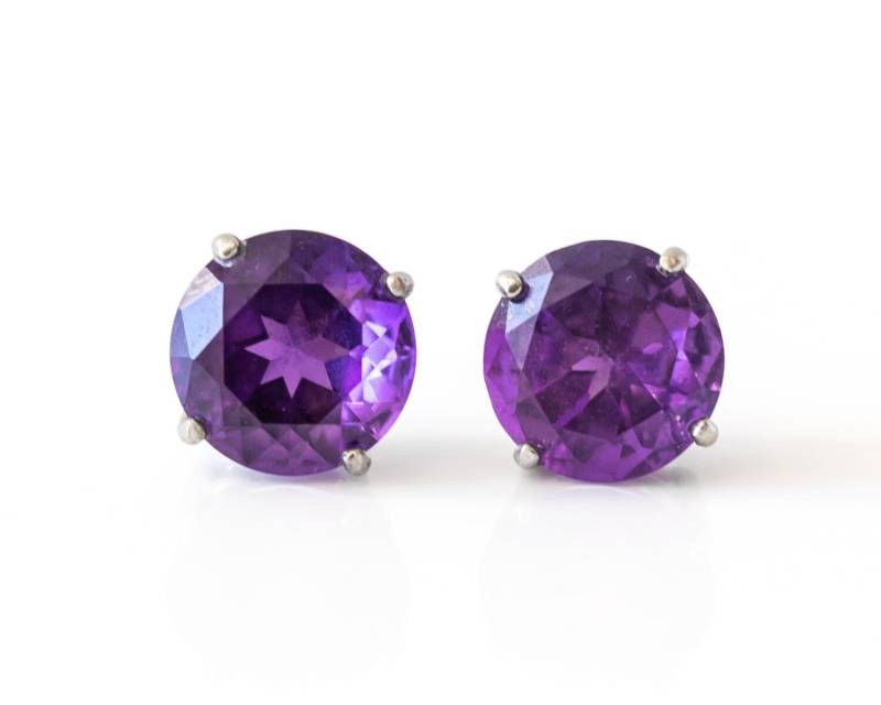 Circa 1980Er Jahre Sterling Silber & Simulierten Amethyst Ohrringe, Vj #684 von vedajewels