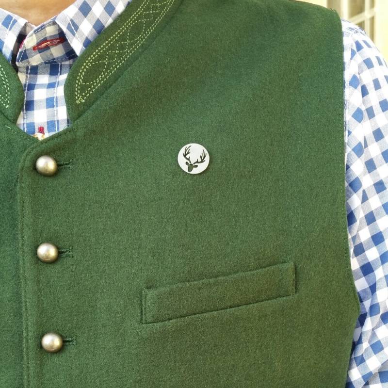 Anstecknadel Geweih Horn Revers Anstecker Trachten Jagd Schmuck Edelstahl Matt Rund von vedutashop