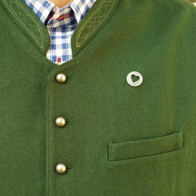Anstecknadel Herz Revers Anstecker Trachten Bräutigam Schmuck Edelstahl Matt Rund von vedutashop