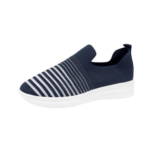 Damen Slip On Strick Schuhe Mittelalter Mokassins Geschlossene Halbschuhe Flach Stricken Sneaker, Elegant Loafer Tanzschuhe Mesh Sportlich Stoffschuhe, Sommerschuhe Gymnastikschuhe von vejtmcc