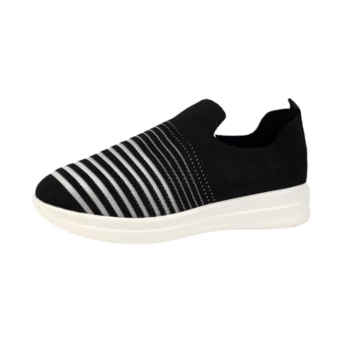 Damen Slip On Strick Schuhe Mittelalter Mokassins Geschlossene Halbschuhe Flach Stricken Sneaker, Elegant Loafer Tanzschuhe Mesh Sportlich Stoffschuhe, Sommerschuhe Gymnastikschuhe von vejtmcc