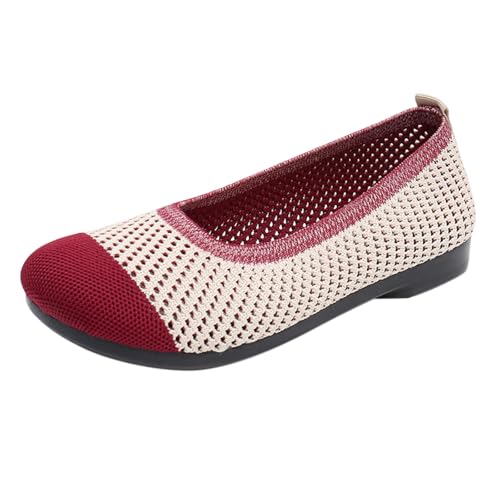 Damen Slip On Strick Schuhe Mittelalter Mokassins Geschlossene Halbschuhe Flach Stricken Sneaker, Elegant Loafer Tanzschuhe Mesh Sportlich Stoffschuhe, Sommerschuhe Gymnastikschuhe von vejtmcc