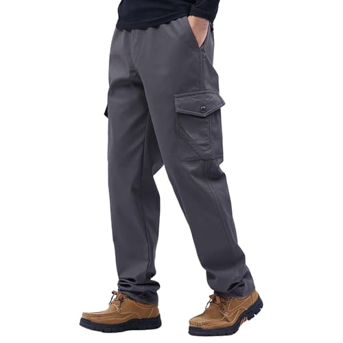 Herren Arbeitshose Bäckerhose Hose Mit Elastische Taille Fleece Plüsch Gefüttert Hose | Winterhose Trainingshose Mit Reißverschluss Sweatpants Kochhose | Loose Fit Sporthose Cargo Hose von vejtmcc