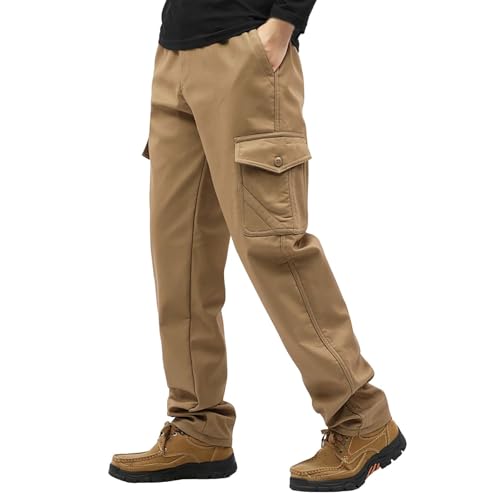 Herren Arbeitshose Bäckerhose Hose Mit Elastische Taille Fleece Plüsch Gefüttert Hose | Winterhose Trainingshose Mit Reißverschluss Sweatpants Kochhose | Loose Fit Sporthose Cargo Hose von vejtmcc